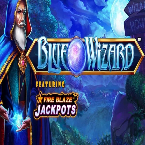 Blue Wizard Fire Blaze Jackpots slot visual from Rarestone Gaming available on vipluckcasinoo.com