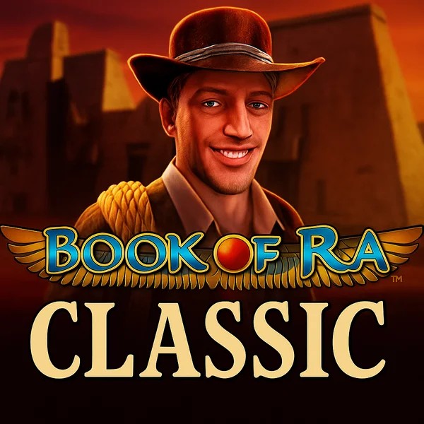 Book of Ra Classic slot logo by Novomatic at VipLuck Casino